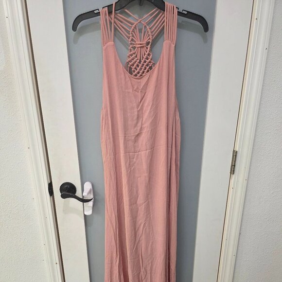 JustFab Pink Macrame-Back Maxi Dress XXL NWOT | Boho Summer Beach Vibes - Picture 1 of 12